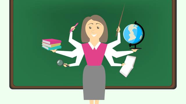 Multitasking is a school teacher women, the teacher on various s