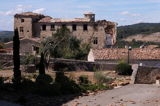 Aftermath of a tornado in Pomas in the Aude region of southern France
