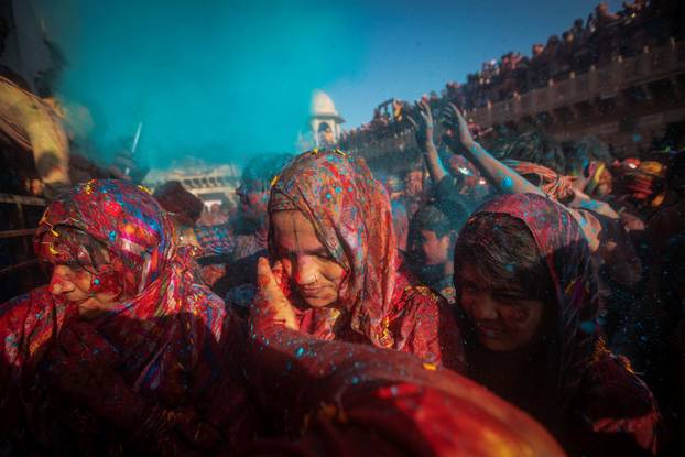 "Lathmar Holi" celebrations in Nandgaon village