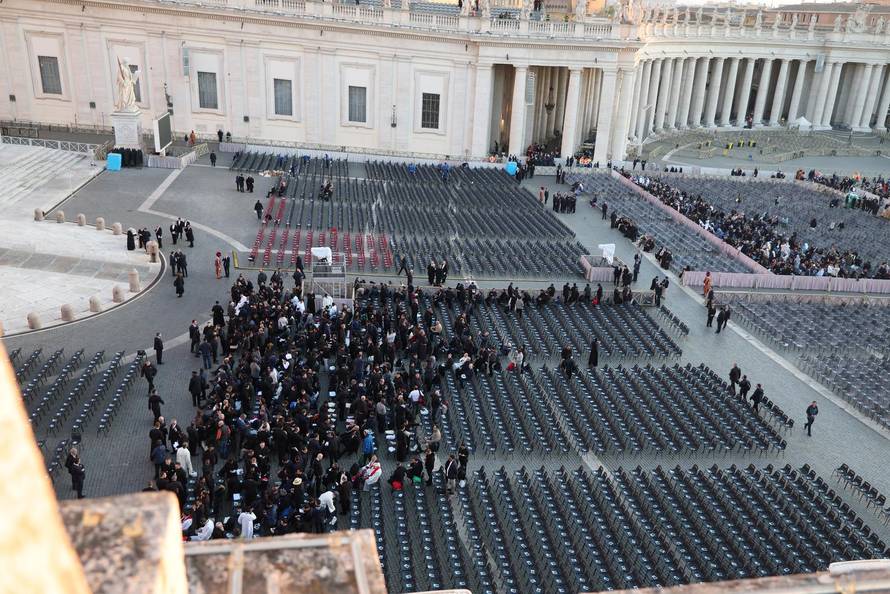 Funeral of Pope Francis Bergoglio on the steps of St. Peter's Basilica April 26, 2025