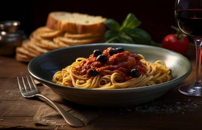 Brz i ukusan obrok -  špagete s rajčicama i crnim maslinama