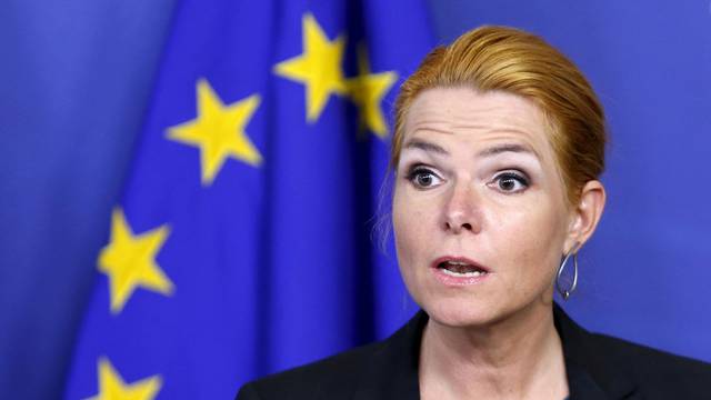 FILE PHOTO: Danish Immigration and Integration Minister Stojberg speaks at a joint news conference with Sweden's Minister for Justice and Migration Johansson, German Interior Ministry State Secretary Schroeder and EU Commissioner Avramopoulos in Brussels