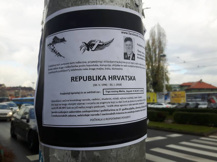 Širom Zagreba osvanule su osmrtnice Republici Hrvatskoj