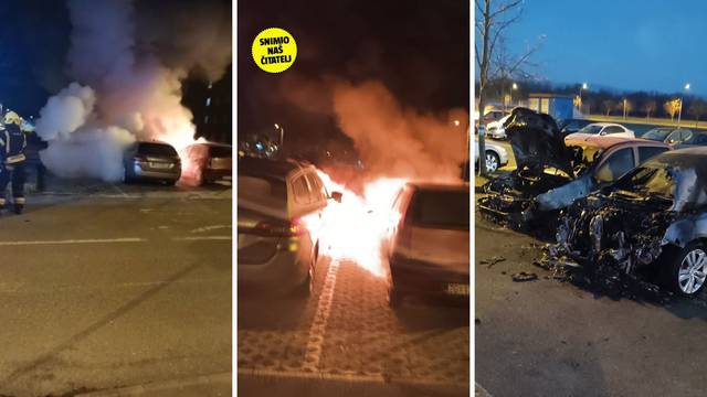 VIDEO Buktinja kod Sesveta: Usred noći gorjela su tri auta, vatrogasci spriječili katastrofu