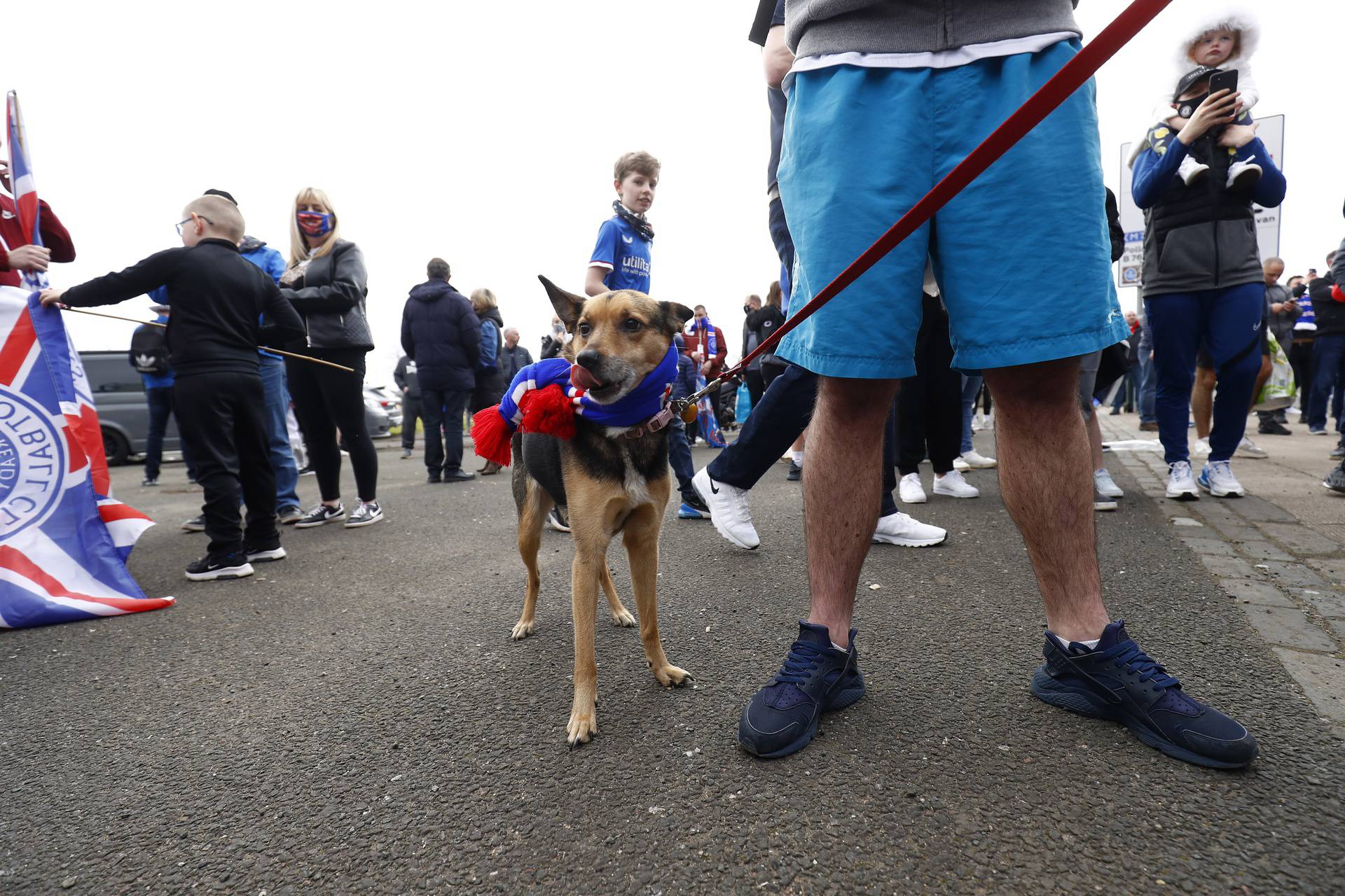 Rangers fans celebrate winning the Scottish Premiership Title