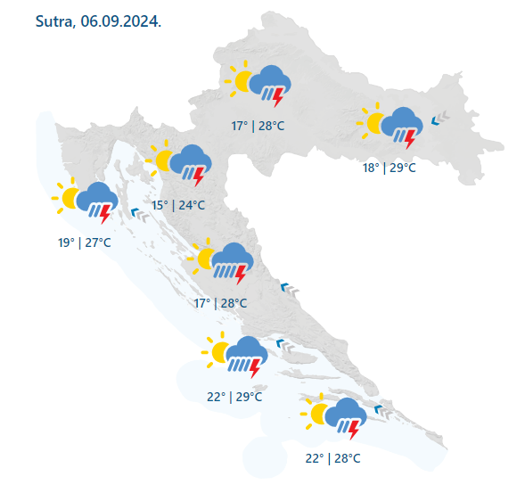 Upalili žuti alarm za gotovo cijelu Hrvatsku: Evo kada nam stiže grmljavinsko nevrijeme