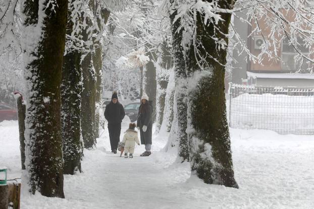 Delnice: Mnogobrojni izletnici uživaju u snijegu u Gorskom kotaru.