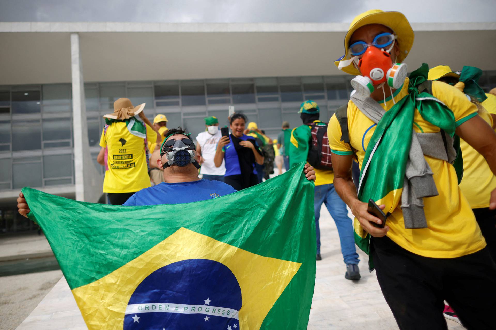 Supporters of Brazil's former President Jair Bolsonaro demonstrate against President Luiz Inacio Lula da Silva, in Brasilia