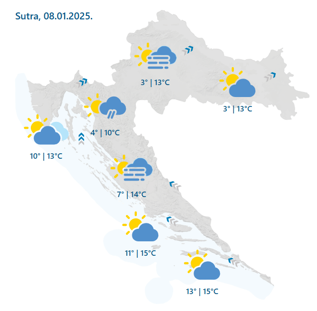 Temperature više od prosjeka, kiša i jaki udari juga: Za vikend snijeg, očekuju se novi minusi!