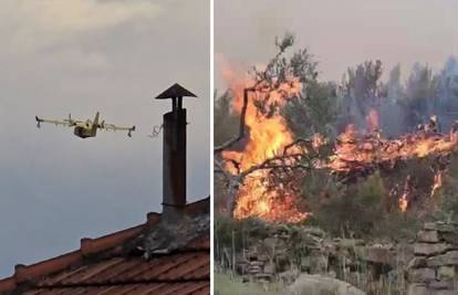 VIDEO Pogledajte kako bura nosi kanader kod Splita: 'Vatra nije pod kontrolom. Tu su kuće'