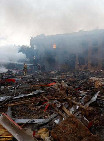 Aftermath of a Russian missile and drone attack in Kyiv