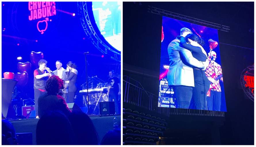 Ljubav u Areni Zagreb: Mladić zaprosio djevojku na pozornici tijekom koncerta Crvene jabuke