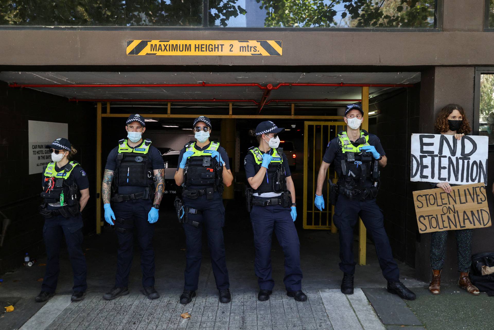 The scene outside the facility where Novak Djokovic has been held in Melbourne