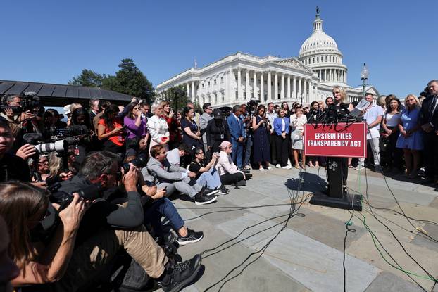 Members of U.S. Congress and Epstein victims hold press conference in Washington
