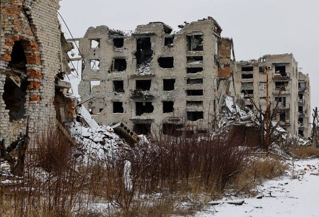 Views of Marinka town destroyed during Russia-Ukraine conflict