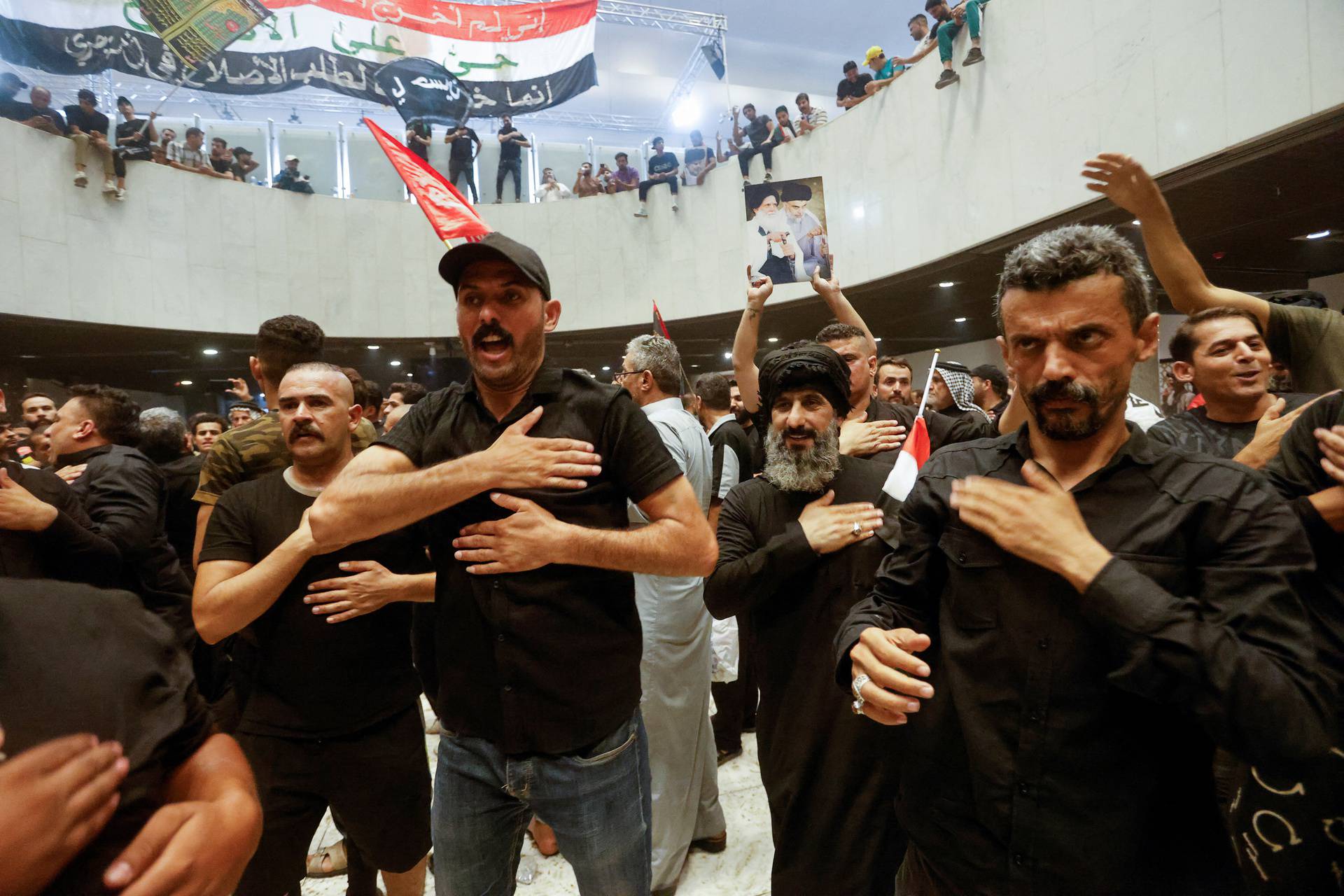 Supporters of Iraqi Shi'ite cleric Moqtada al-Sadr protest against corruption, in Baghdad