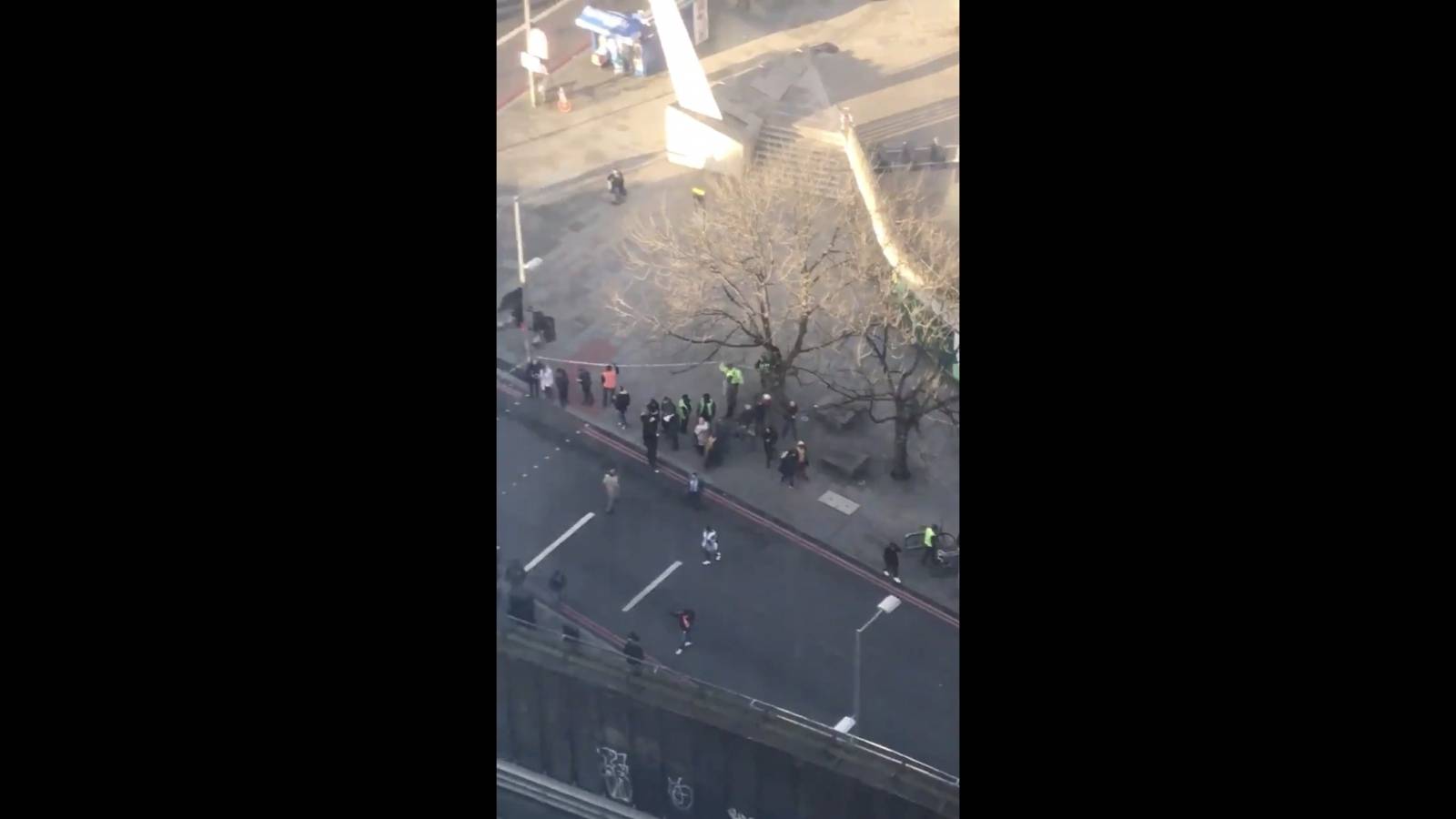 Police cordon off the access to London Bridge in the aftermath of a reported shooting in London