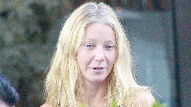 *EXCLUSIVE* Gwyneth Paltrow shows off grey roots and goes makeup free for Sunday dinner with family and friends at Mr. Chow