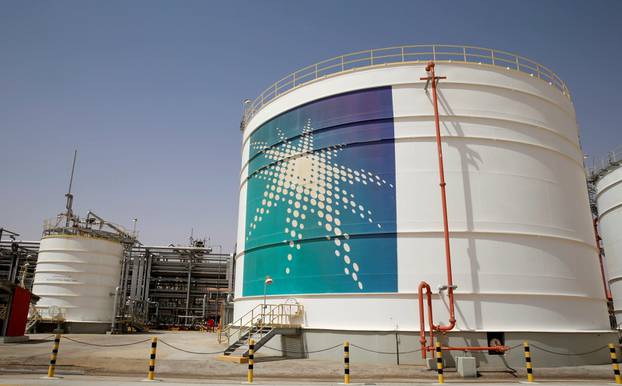FILE PHOTO: An Aramco oil tank is seen at the Production facility at Saudi Aramco