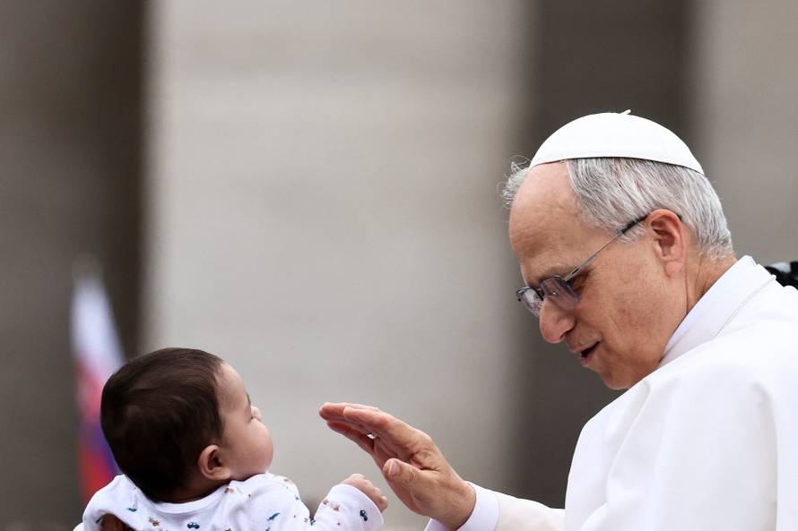 Pope Leo XIV holds his first general audience in St. Peter's Square at the Vatican