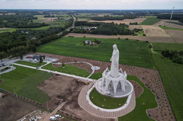 Europe's largest statue of the Virgin Mary ahead of its official opening to the public in the village of Konotopie near Torun