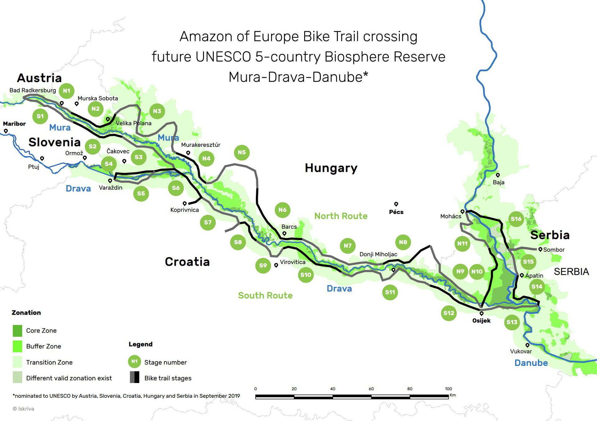 Bicikliraj za prirodu duž Drave, Mure i Dunava kroz pet zemalja