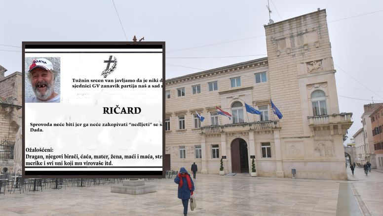 Na zgradi Poglavarstva u Zadru osvanula osmrtnica za Ričarda: 'Ovo je spašavanje HDZ-a...'