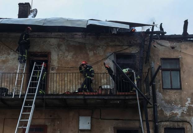 Aftermath of a Russian drone strike in Lviv