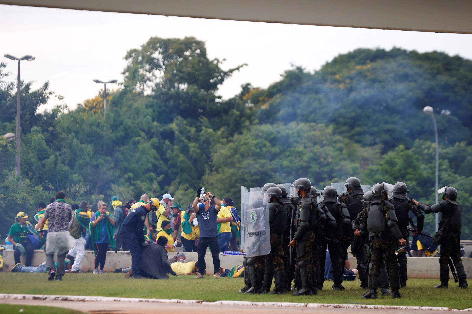 Supporters of Brazil's former President Jair Bolsonaro demonstrate against President Luiz Inacio Lula da Silva, in Brasilia