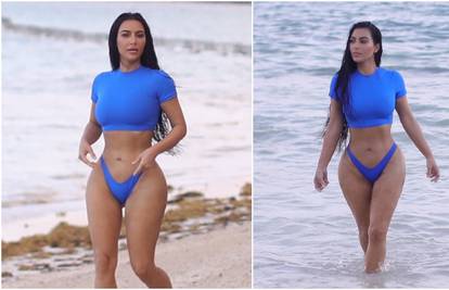 Kim u prirodnom izdanju na plaži: Evo kako izgledaju njene slavne obline bez Photoshopa