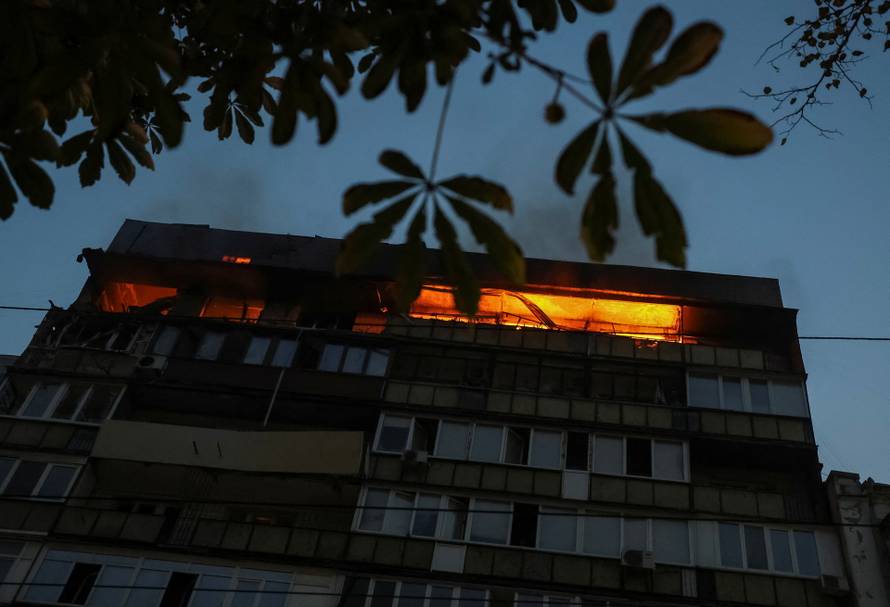 Russian drone and missile strike in Kyiv