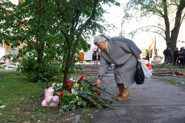 Aftermath of a recent Russian missile and drone attack in Kyiv