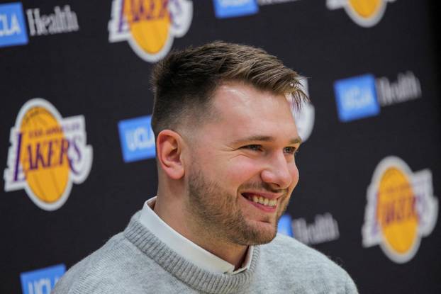 NBA's Doncic attends his first press conference after being traded to Los Angeles Lakers