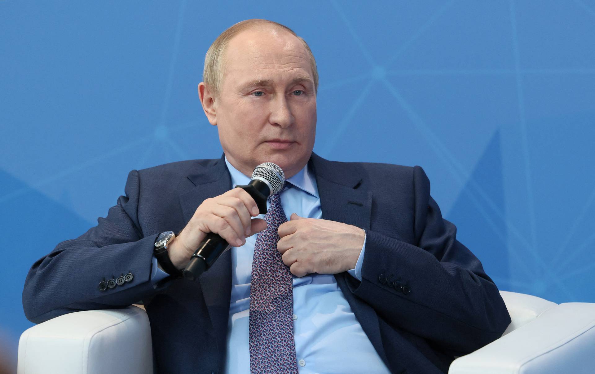 Russia's President Vladimir Putin meets with young entrepreneurs in Moscow