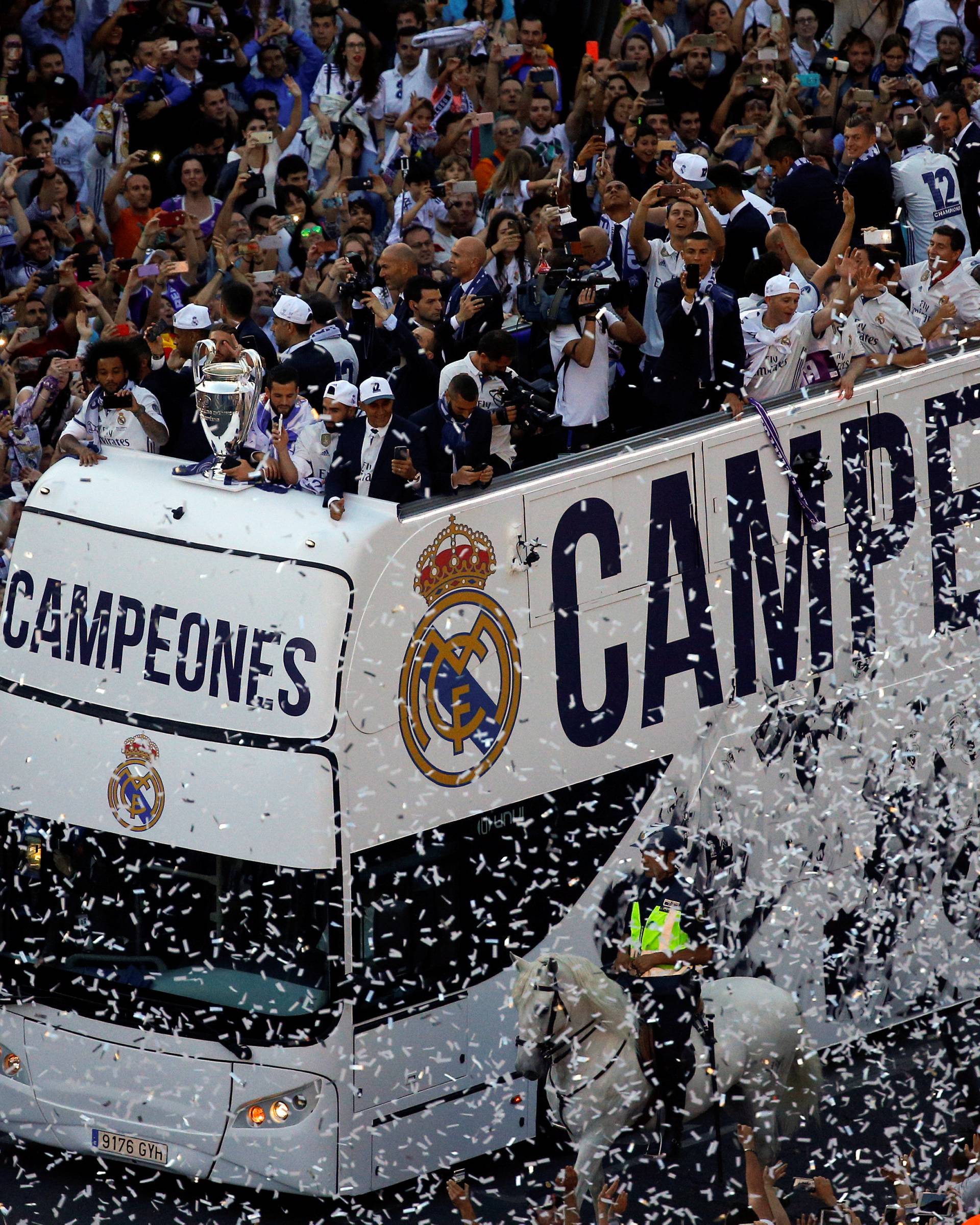 Real Madrid team celebrates winning Champions League title in Madrid