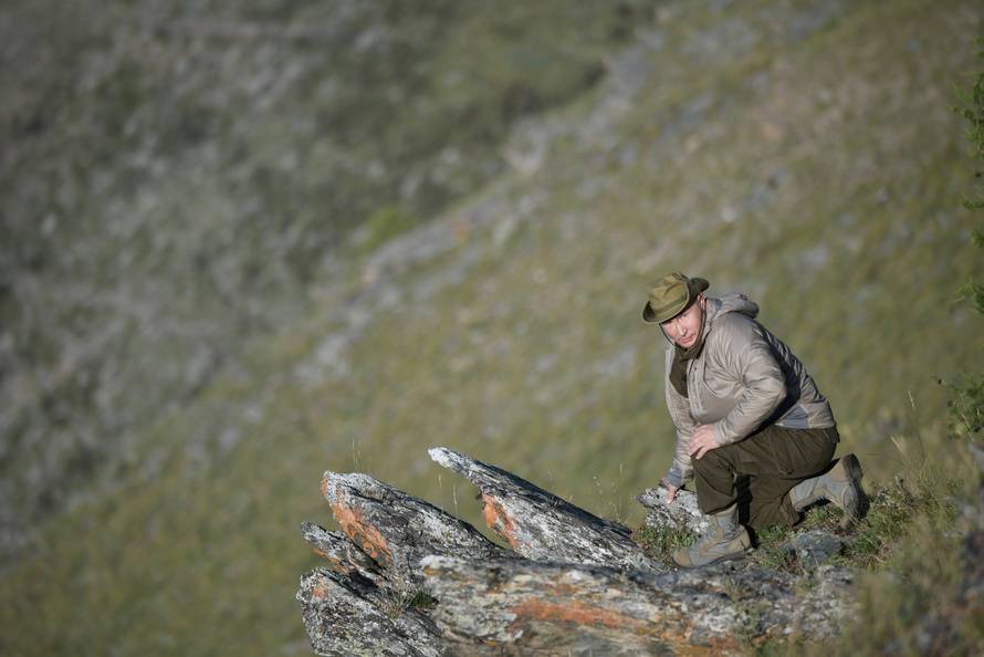 Russia's President Putin is seen during his vacation in the Republic of Tyva