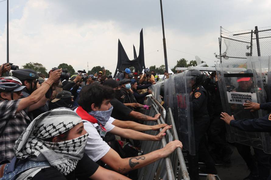 Protest march ahead of the opening match of the 2026 FIFA World Cup, in Mexico City
