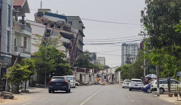 Aftermath of a strong earthquake in Myanmar