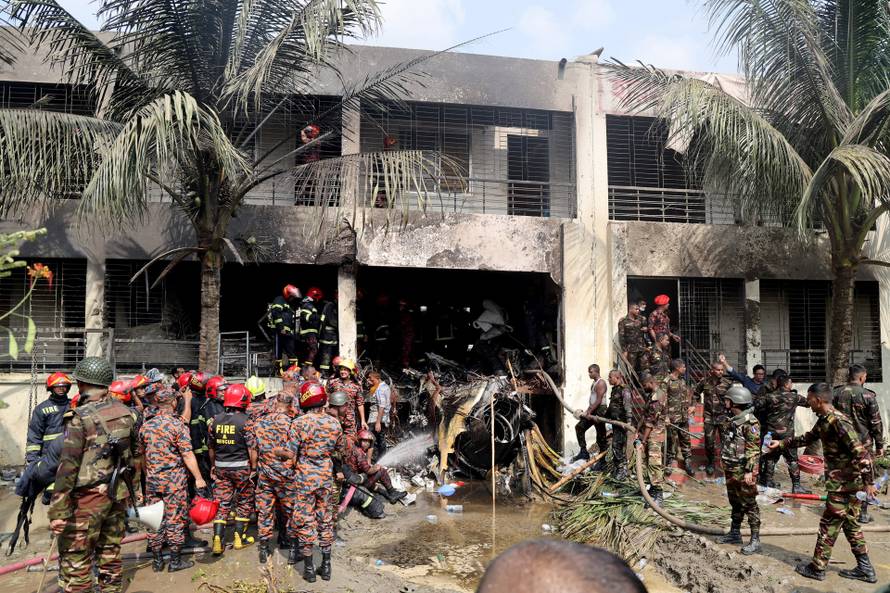 Air force training aircraft crashed into Milestone College campus, in Dhaka