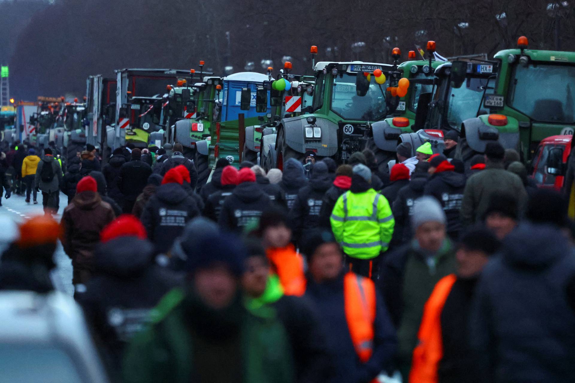 German farmers protest against the cut of vehicle tax subsidies in Berlin