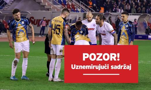 VIDEO Užasne scene na Poljudu: Golman Rijeke teško pao i ostao bez svijesti. Morali su ga iznijeti