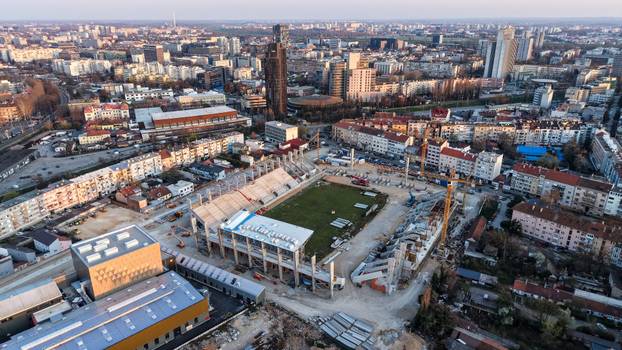Zagreb: Fotografije iz zraka radova na novom stadionu u Kranjčevićevoj