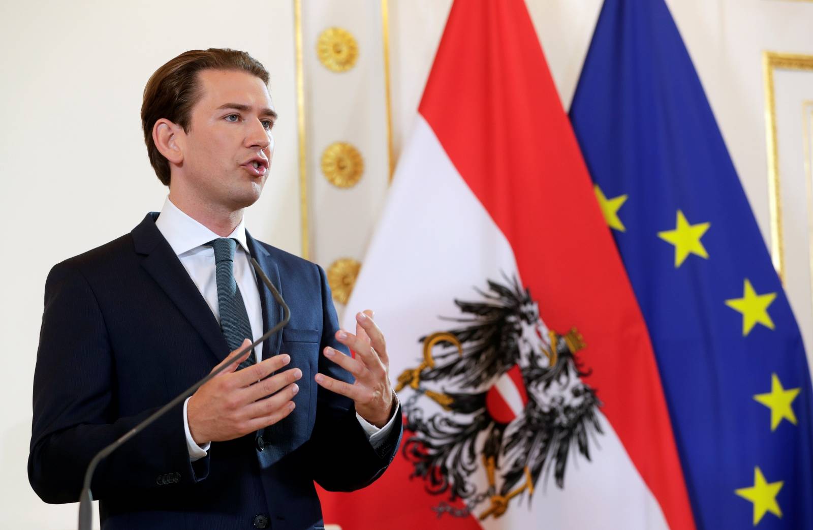 Austrian Chancellor Kurz delivers his speech in Vienna