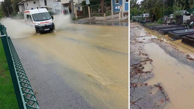 VIDEO Pukla cijev na Mirogoju, pod vodom i dio groblja: 'Voda je posvuda, curi oko pola sata'