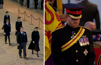 Kraljičini unuci držali su stražu oko njenog lijesa, princ Harry ipak je bio u vojnoj uniformi