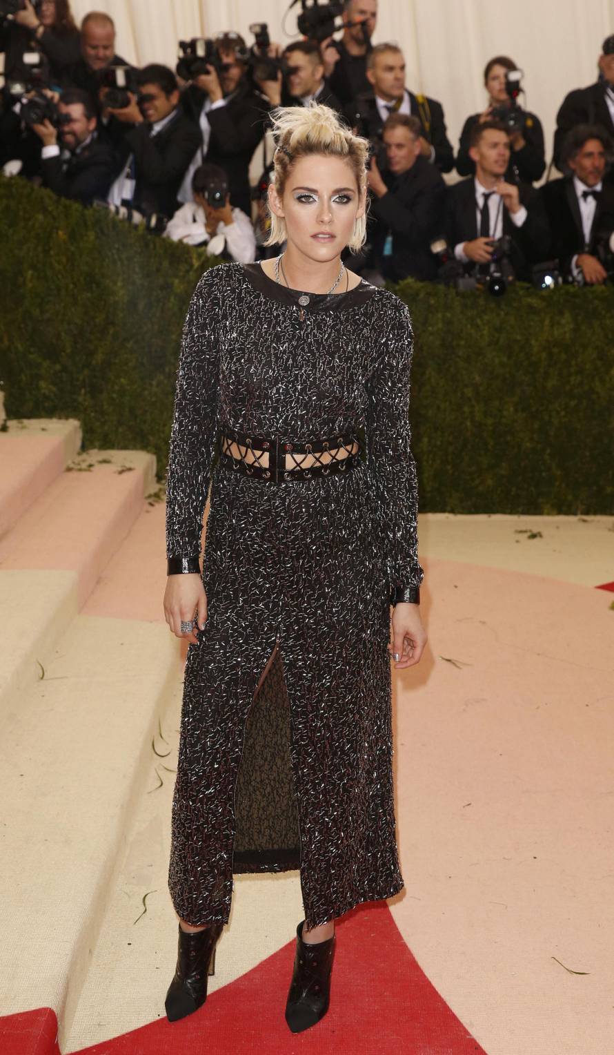 Actress Kristen Stewart arrives at the Met Gala in New York
