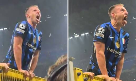 VIDEO Igrač Intera skočio na ogradu i euforično proslavio gol protiv Barce. Zacrnilo mu se...