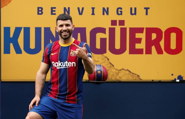 FC Barcelona present new signing Sergio Aguero