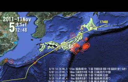 Šokantna animacija pokazuje sve potrese u Japanu u 2011.