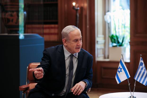 Greek PM Mitsotakis meets with Israeli PM Netanyahu at the Maximos Mansion in Athens